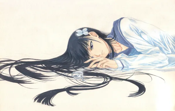 Lies, bottle, schoolgirl, long hair, sankarea, sailor, Sanka Rea