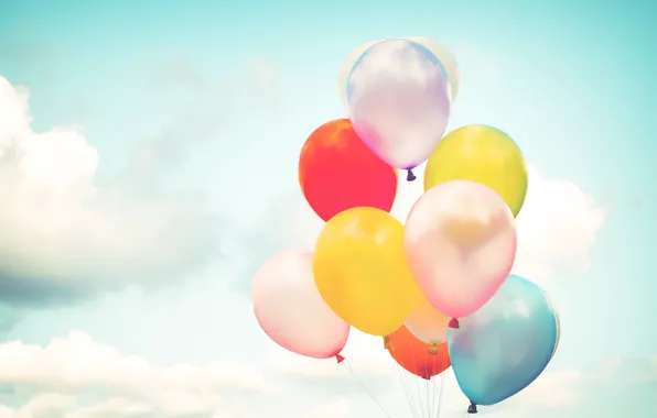 The sky, balls, holiday, blue, colored