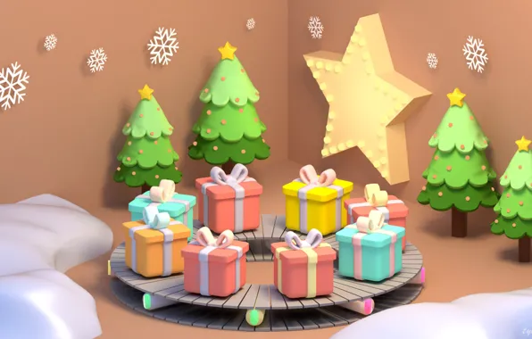 Picture rendering, mood, gift, New year, herringbone, snowflake, Christmas gifts, artyu