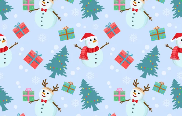 Decoration, background, pattern, New Year, Christmas, snowman, Christmas, background