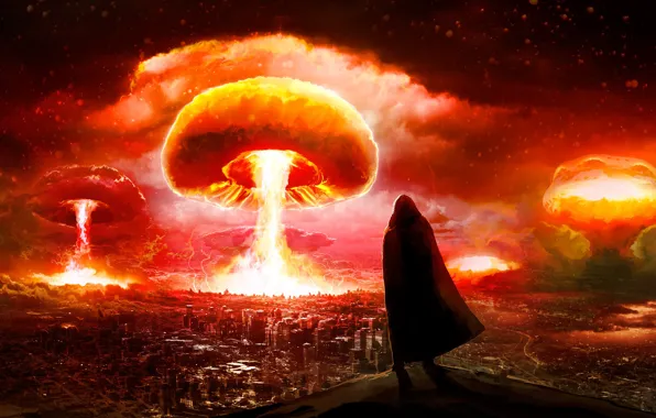 The explosion, the city, Apocalypse, people, art, Romantically Apocalyptic, alexiuss, zee captain