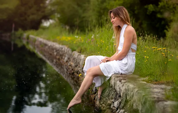 Picture summer, girl, river