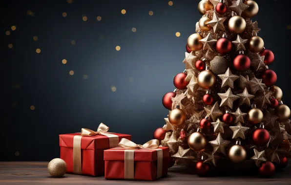 Tree, Christmas, gifts, New year, Christmas, tree, decoration, gift boxes
