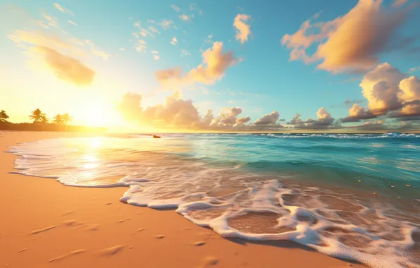 Sand, sea, wave, beach, summer, the sky, shore, summer