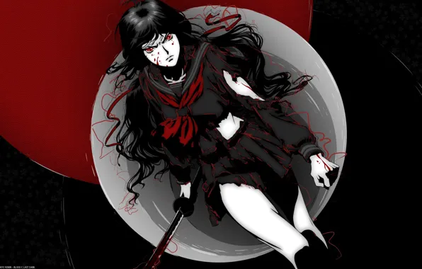 Darkness, anger, blood, katana, spot, red eyes, fist, torn clothes