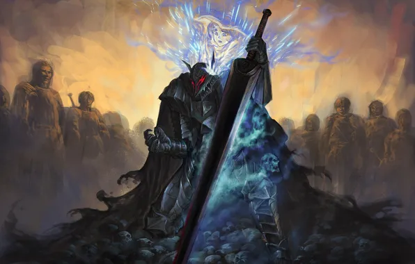 Sword, anime, art, armor, Berserk, Guts, Schierke, Berserker