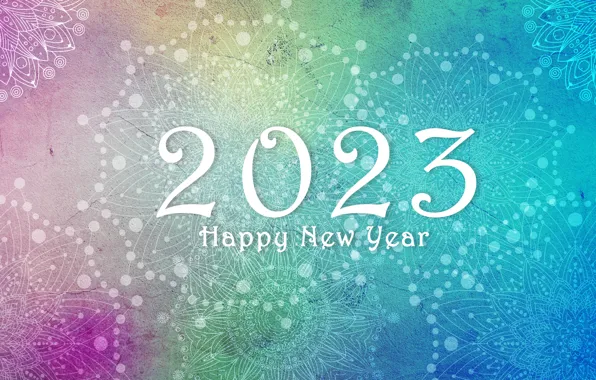 Snowflakes, the inscription, pattern, figures, New year, ornament, blue background, date