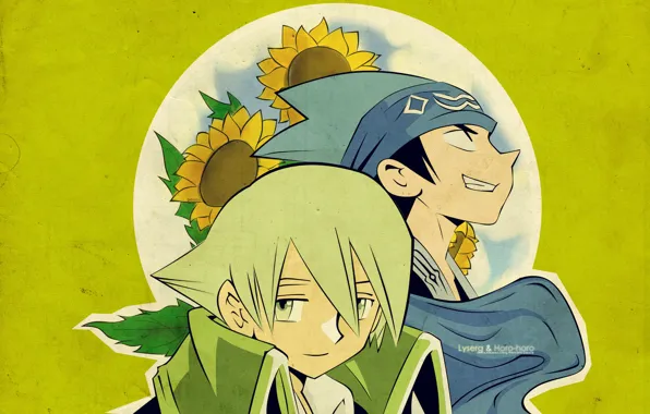 Leaves, sunflowers, green, Lyserg., Shaman king, Horokeu Usui