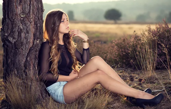 Picture girl, trees, nature