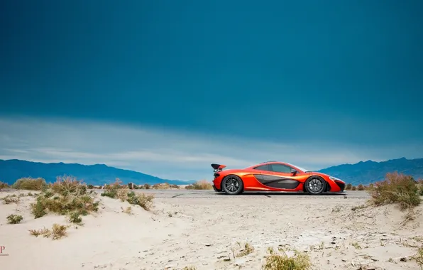 McLaren, Orange, Side, Death, Sand, Supercar, Valley, Hypercar