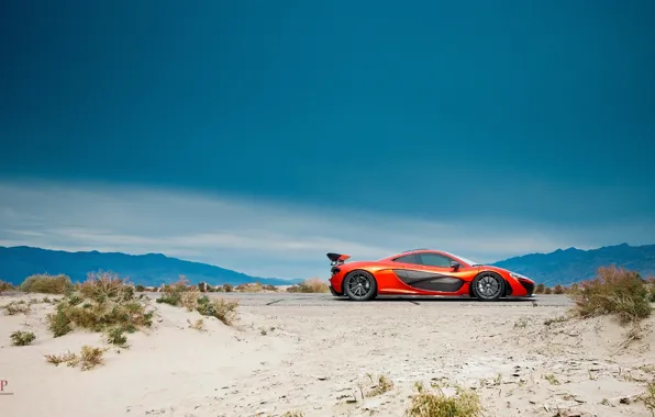 Picture McLaren, Orange, Side, Death, Sand, Supercar, Valley, Hypercar