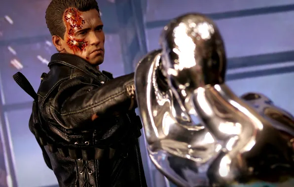 Wallpaper background, toy, robots, figurine, T-800, T-1000 for mobile and  desktop, section разное, resolution 2577x1449 - download