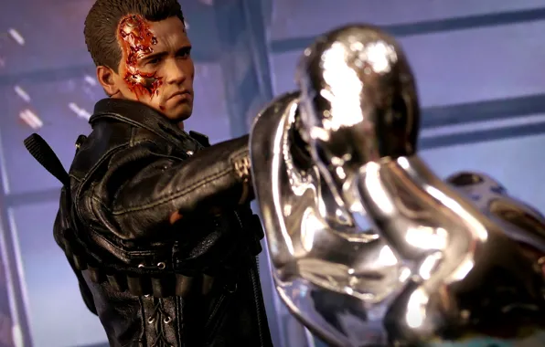 Background, toy, robots, figurine, T-800, T-1000