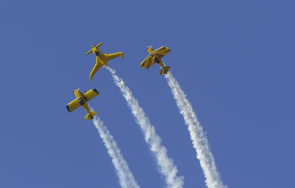 Picture the sky, blue, smoke, aircraft, Textor Show Squadron