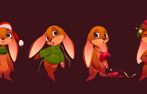 Hare, rabbit, Christmas, rabbits, New year, banner, company, the year of the rabbit
