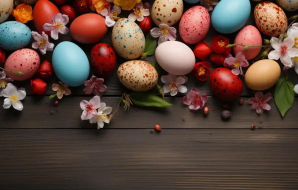 Holiday, eggs, spring, Easter, painted, eggs, composition, AI art