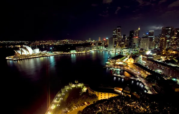 Picture city, night, building