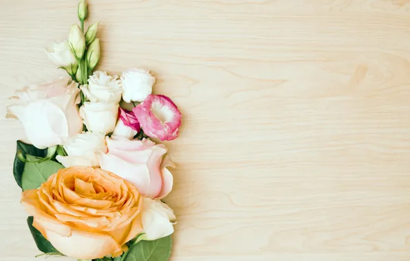 Flowers, roses, bouquet, pink, flowers, roses, eustoma, eustoma