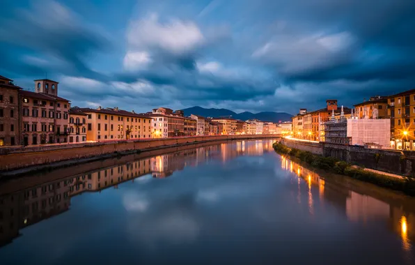 Italy, architecture, Pisa, building, Toscana, waterfront