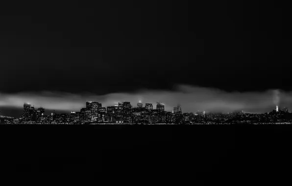 Night, the city, building, skyscrapers, California, San Francisco