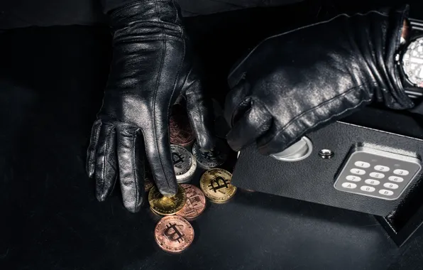 Picture gloves, bitcoin, coin