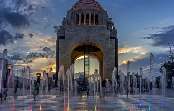 Mexico, fountain, Independence Day, Mexico city, The Monument To The Revolution