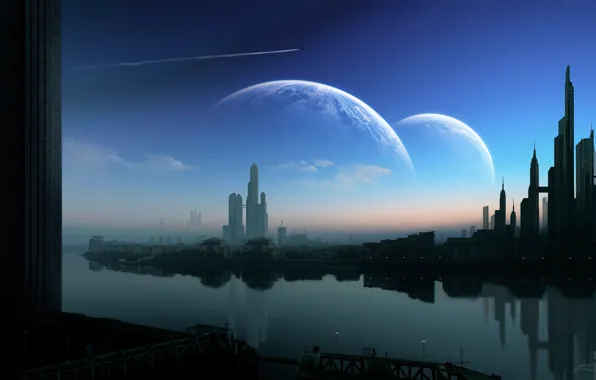 Night, the city, planet