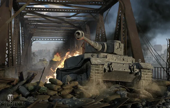 Bridge, bags, tanks, World of Tanks, PZ.VI Tiger P