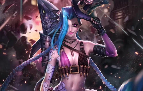 Girl, Figure, The game, Braids, Weapons, Drawings, Art, Games