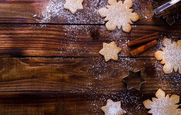 Stars, snowflakes, holiday, Board, cookies, Christmas, New year, cinnamon