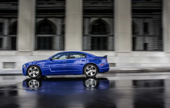 Reflection, Auto, Blue, Speed, Dodge, Dodge, in motion, Charger