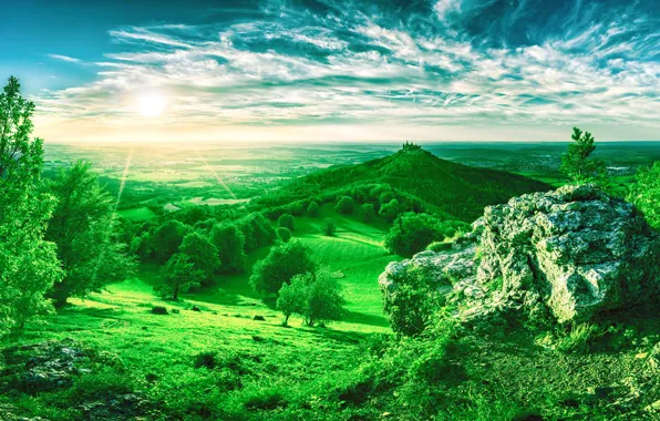 Forest, Castle, Clouds, Valley