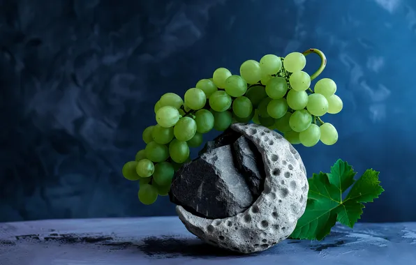 Green, table, the moon, stone, leaf, a month, grapes, sculpture