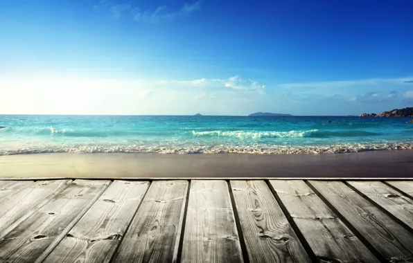 Picture sea, wave, tree, the platform