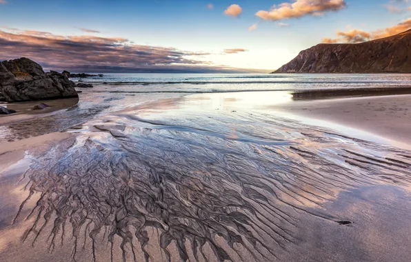 Sand, sea, beach, clouds, landscape, nature, stones, rocks
