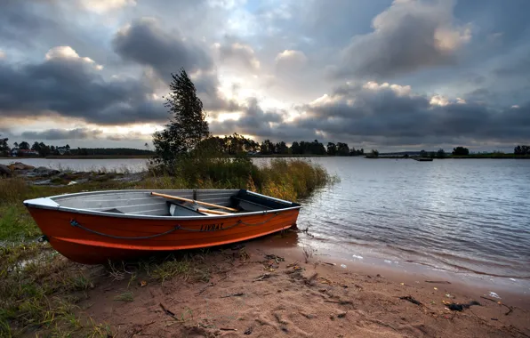 Landscape, river, boat