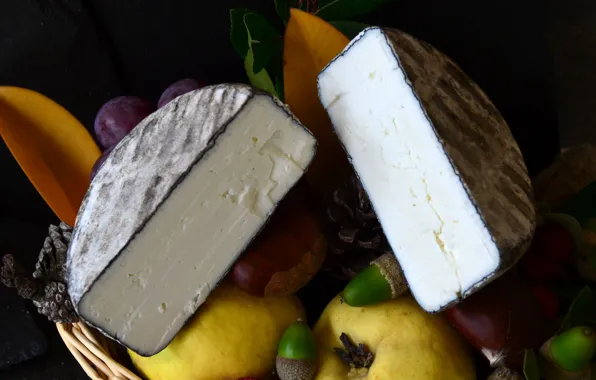 Cheese, quince, acorns