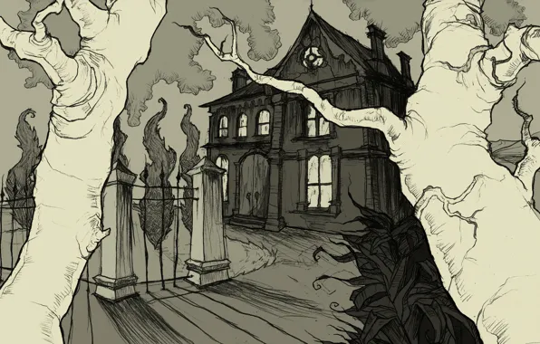 House, figure, gloomy, The House