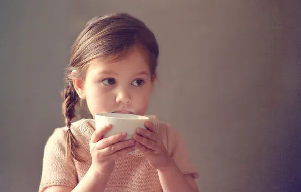 Milk, girl, Cup
