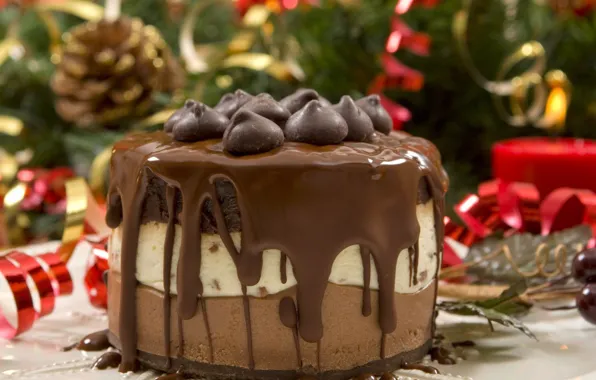 Cake, food, chocolate, dessert, ribbon