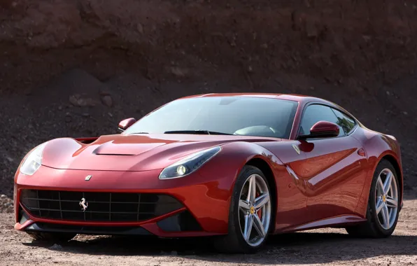 Red, background, Ferrari, Ferrari, supercar, the front, berlinetta, berlineta