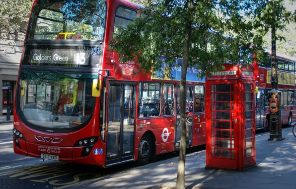 Picture red, city, the city, street, view, England, London, panorama