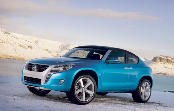 The sky, Volkswagen, Concept A, snow-capped mountains