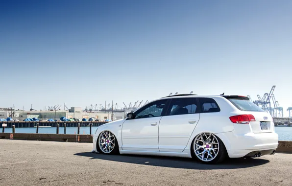 Audi, Audi, port, white, white, stance