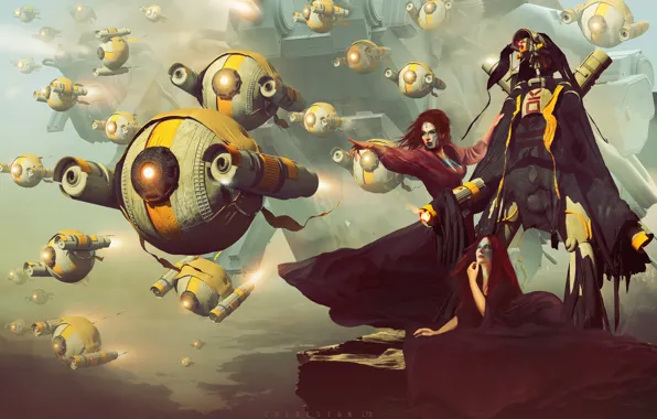 Picture girl, robot, Col Price, launch the attack