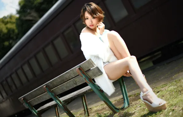 Picture look, girl, bench, sitting