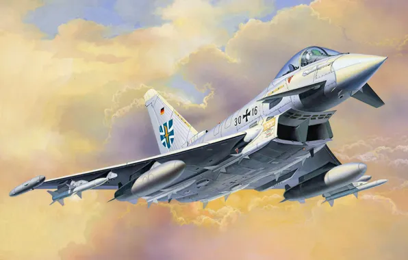 Picture war, art, airplane, painting, aviation, jet, Eurofighter Typhoon