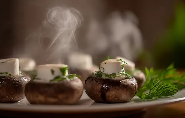 Mushrooms, food, dill, couples, mushrooms, hot, fried, cooking