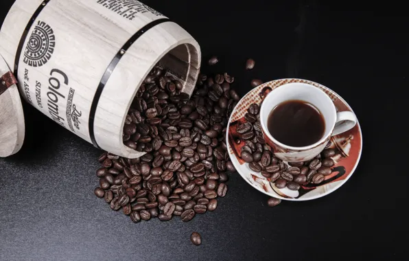 Coffee, mug, drink, coffee beans
