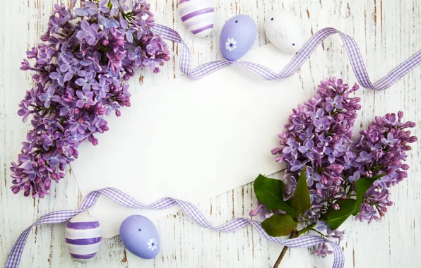 Flowers, eggs, Easter, happy, wood, flowers, lilac, Easter
